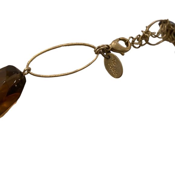 Lia Sophia large chain necklace Brown Beige Gold Tone - Picture 3 of 7